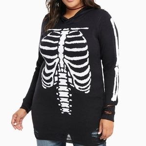 Distressed skeleton long sweater